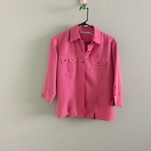 Dress barn 3/4 sleeve button blouse, M, pink